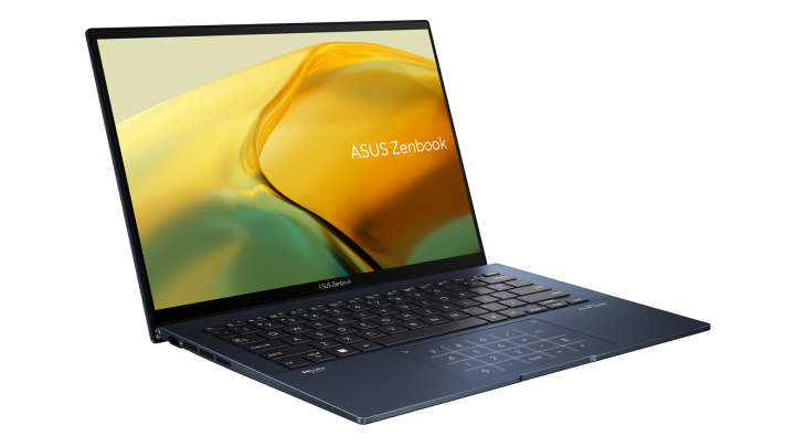 Zenbook 14 UX3402ZA Ponder Blue - widok frontu lewej strony