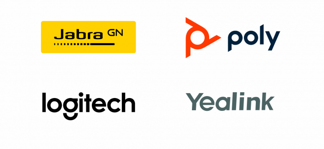 Logotypy producentów urządzeń do konferencji online