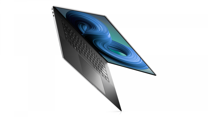 XPS 17 9720 srebrny - widok frontu lewej strony