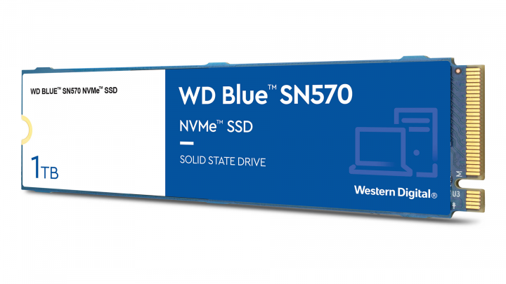 Dysk SSD WD Blue SN570 1TB WDS100T3B0C M.2 PCIe - widok frontu lewej strony2