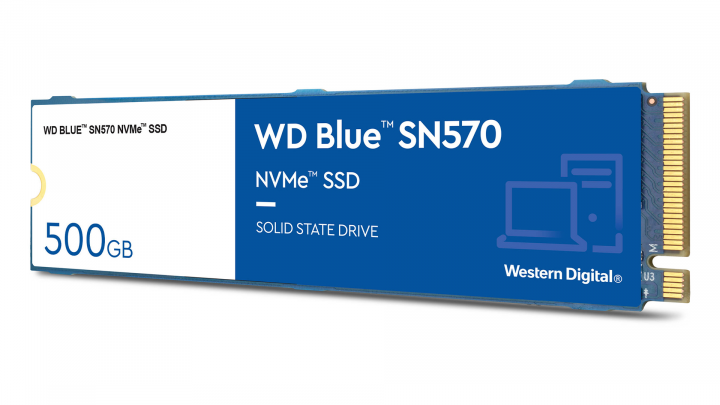 Dysk SSD WD Blue SN570 500GB WDS500G3B0C M.2 PCIe - widok frontu lewej strony