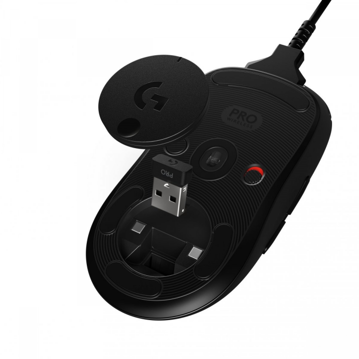 Mysz bezprzewodowa Logitech G Pro optyczna Gaming czarna 910-005272 - widok spodu
