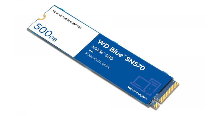 Dysk SSD WD Blue SN570 500GB WDS500G3B0C M.2 PCIe - widok frontu lewej strony2