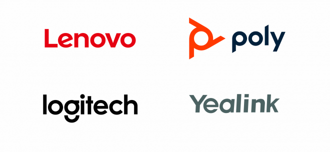 Logotypy producentów urządzeń do konferencji online