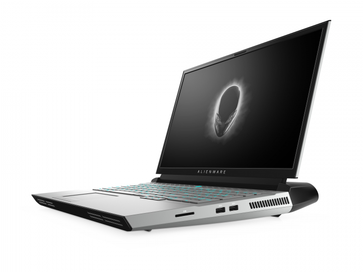 Laptop Dell Alienware Area-51m R2 srebrny - widok frontu prawej strony