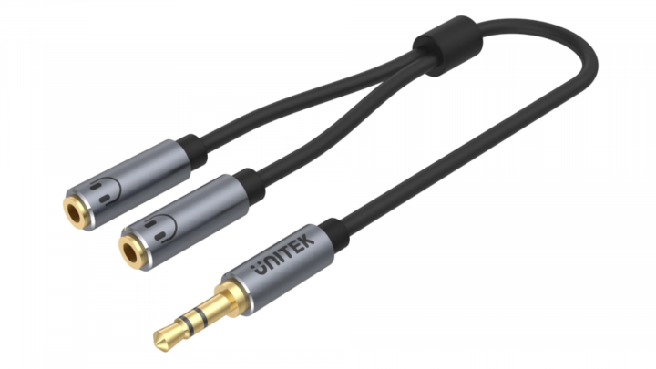 Kabel UNITEK miniJack - 2x miniJack 0,2m Y-C956ABK