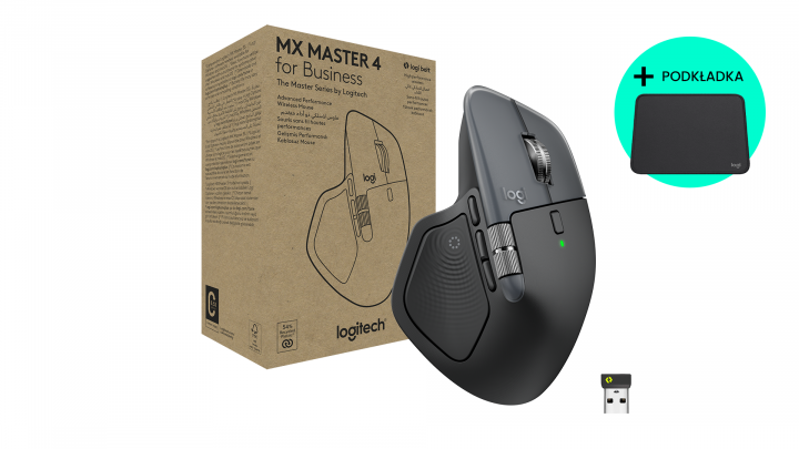 Mysz bezprzewodowa Logitech MX Master 4 for Business grafitowa 910-007616 + podkładka