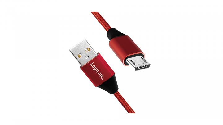 Kabel LogiLink USB 2.0 - microUSB 0,3m CU0151 - widok frontu2