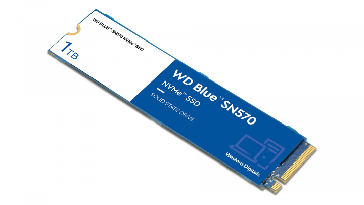 Dysk SSD WD Blue SN570 1TB WDS100T3B0C M.2 PCIe - widok frontu lewej strony