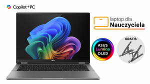 Laptop 2w1 dla Nauczyciela ASUS Vivobook 14 Flip OLED TP3407SA-QL011W Ultra 5 226V 14" FHD+ Touch 0,2ms 16GB 512SSD W11