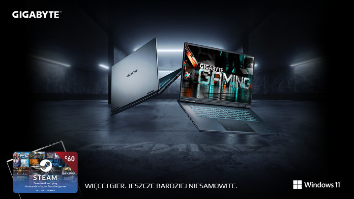 Kup Laptopa GIGABYTE A16 i zgarnij 60 euro na STEAM - Więcej gier. Jeszcze bardziej niesamowite 8