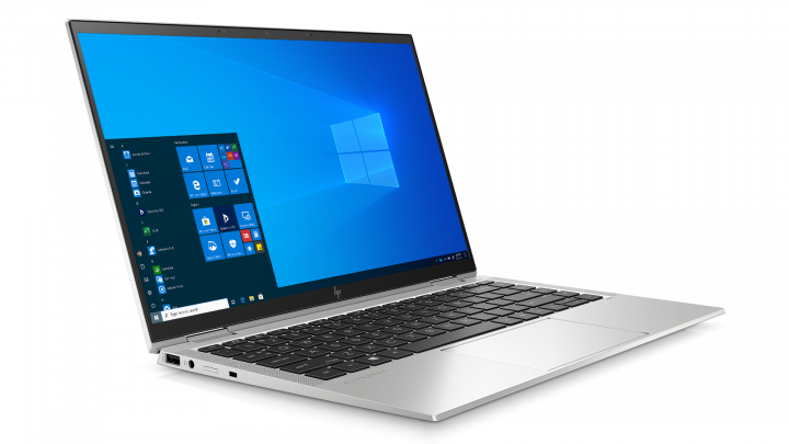 Laptop HP EliteBook x360 1040 G7 srebrny widok frontu lewej strony