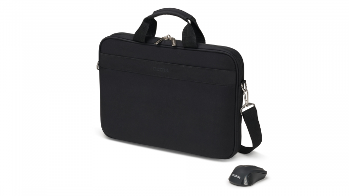 Torba do laptopa DICOTA Top Traveller Wireless Mouse Kit 156 D31685 czarna - przód z myszka