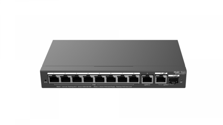 Switch Ruijie Reyee RG-ES210GS-P 9-port GE PoE+ 120W 1x1Gb Combo Ext PSU