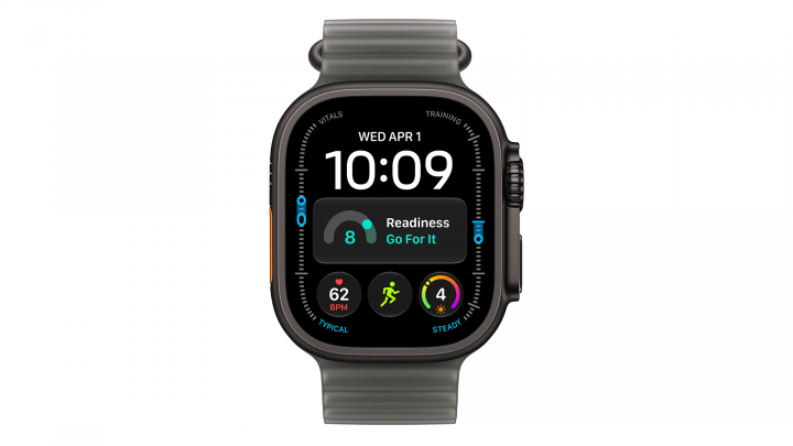 Apple Watch Ultra 4 GPS + Cellular, koperta 49 mm z tytanu w kolorze czarnym, pasek Ocean w kolorze półprzezroczysta czerń