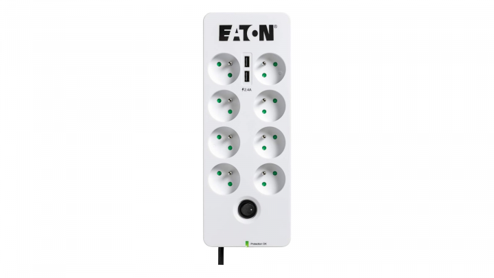 Listwa antyprzepięciowa Eaton 8xFR Tel@ 2xUSB 1,5m PB8TUF