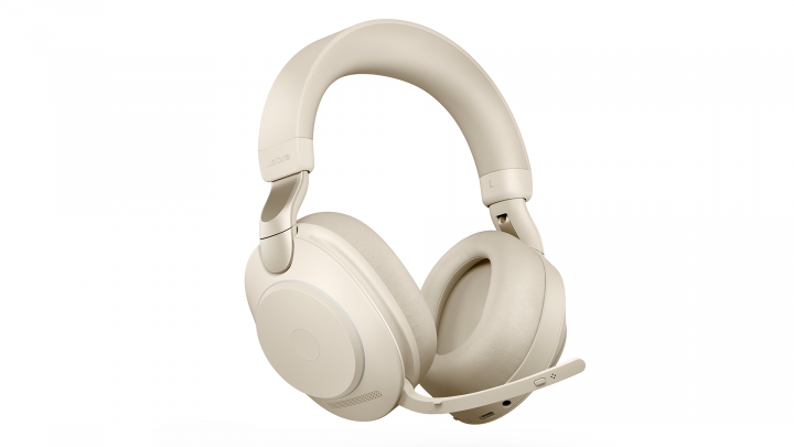 Zestaw słuchawkowy Jabra Evolve 2 85 UC Stereo Stand Beige - widok frontu lewej strony