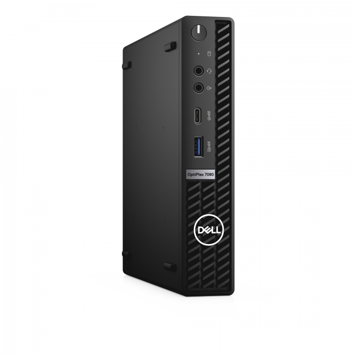Komputer Dell OptiPlex 7080 MFF czarny - widok frontu lewej strony