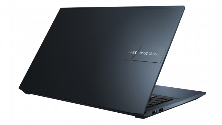 VivoBook Pro 15 OLED M3500QA Quiet Blue - widok klapy lewej strony
