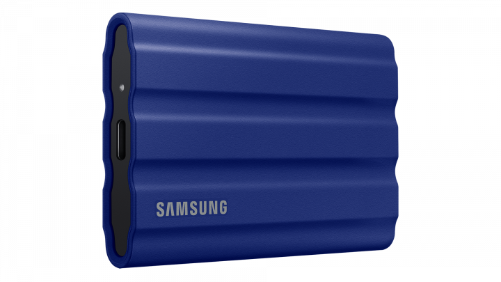 Samsung T7 Shield 1000GB USB 3.2 IP65 Niebieski - MU-PE1T0R/EU - widok frontu lewej strony