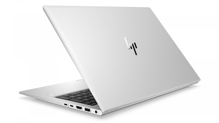 Laptop HP EliteBook 855 G7 srebrny - widok tyłu prawej strony