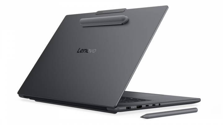 Laptop Lenovo Yoga Pro 9 Aura Edition Gen 11 copilot+PC szary (+Lenovo® Yoga® Pen Gen 2) tył z penem