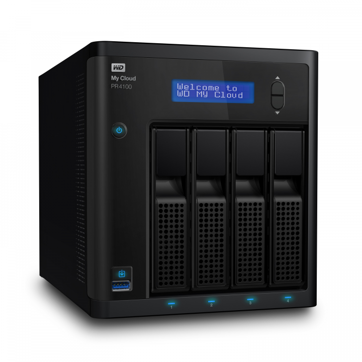 Serwer NAS WD My Cloud PR4100 czarny - widok frontu lewej strony