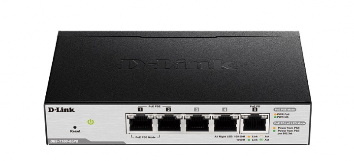 Switch D-Link DGS-1100-05PD - widok frontu