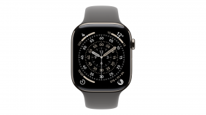 Smartwatch Apple Watch Series 11 GPS + Cellular, koperta 46 mm z tytanu w kolorze naturalnym, pasek sportowy w kolorze górskiej szarości - rozmiar M/L - MFCX4MP/A