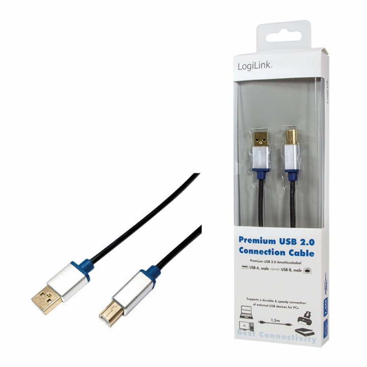 Kabel LogiLink Premium USB 2.0 A B 1,5m BUAB215