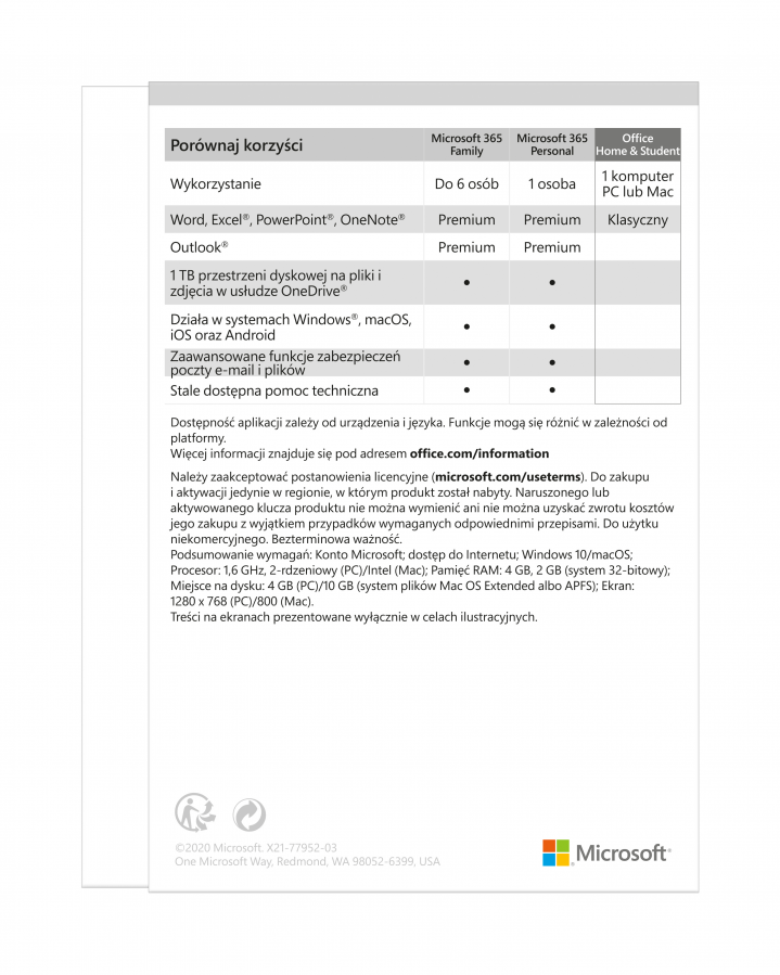 Office Home and Student 2019 - widok tyłu