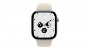 Smartwatch Apple Watch Series 12 GPS + Cellular koperta ceramiczna 42 mm w kolorze biała perła, pasek sportowy w kolorze piasek - rozmiar M/L - MJGX4MP/A