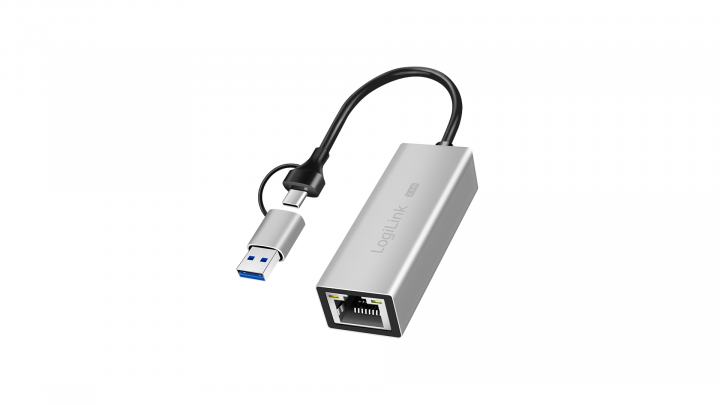 Adapter LogiLink USB-A/-C - 2,5G Ethernet szary UA0422