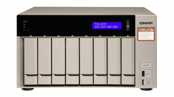 Serwer NAS QNAP TVS-873e-8G - widok frontu