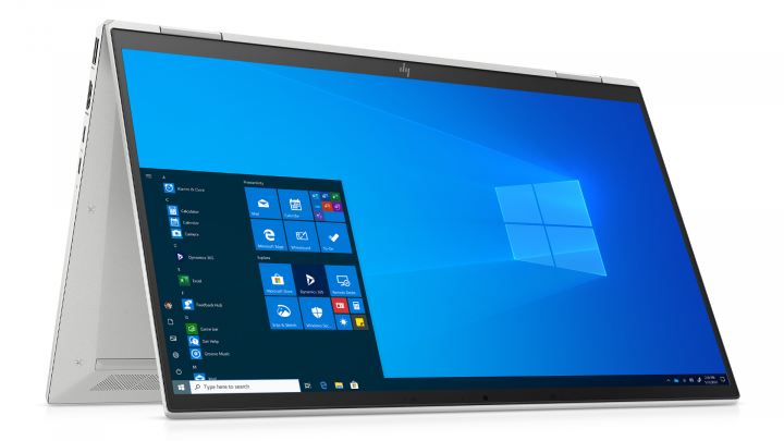 Laptop HP EliteBook x360 1040 G7 srebrny widok tryb namiot