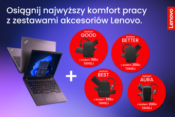 Osiągnij najwyższy komfort pracy z zestawami akcesoriów Lenovo. - baner aktualność