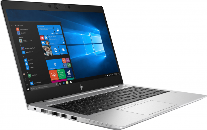 Laptop HP EliteBook 745 G6 srebrny - widok frontu lewej strony