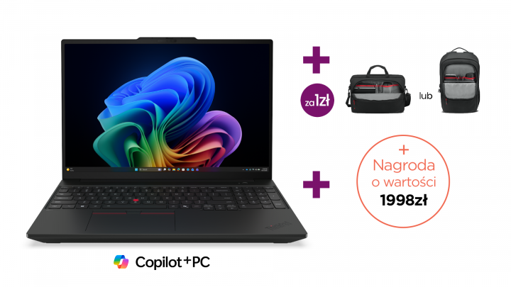 Laptop Lenovo ThinkPad T16 Gen 5 W11Pro copilot+PC czarny PROMO 2K ZESTAW