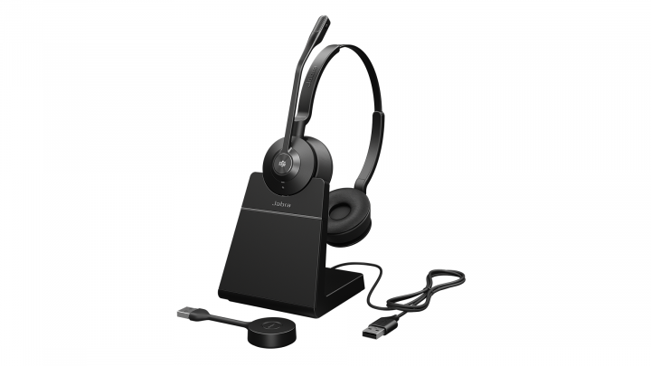 Jabra Engage 55 USB-A MS Stereo Charging Stand DECT - 9559-455-111 - widok frontu lewej strony