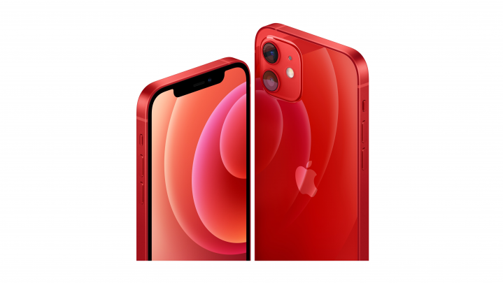 Smartfon Apple iPhone 12 czerwony - widok frontu i tyłu v2
