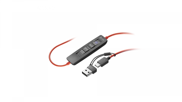 Słuchawki przewodowe HP Poly Blackwire 3310 Mono USB-C + Adapter USB-CA -8X215AA 2