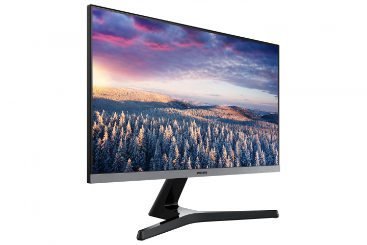 Monitor Samsung LS24R350FHUXEN czarny - widok frontu lewej strony