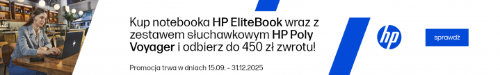 Kup notebooka HP EliteBook wraz z zestawem słuchawkowym HP Poly Voyager i odbierz do 450 zł zwrotu banner kategorii