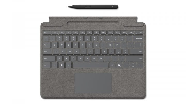 Etui z klawiaturą Microsoft Surface Pro Signature Type Cover z klawiszem Copilot + Slim Pen 2 8X8-00185 platynowe