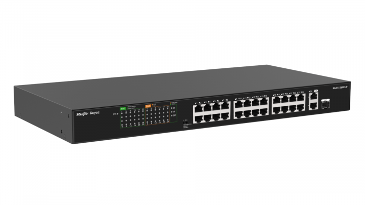 Switch Ruijie Reyee RG-ES126FGS-P 24-port 100Mbps PoE+ 370W 1x1Gb Base-T 1x1Gb Combo 3