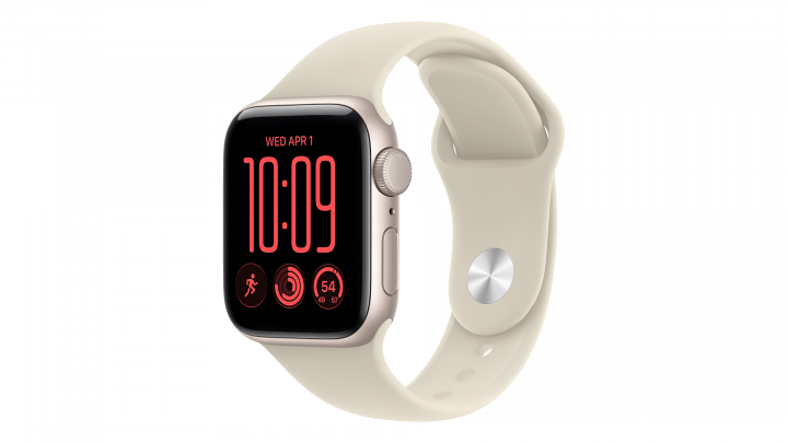Apple Watch SE 3 GPS koperta 40 mm z aluminium w kolorze księżycowej poświaty, pasek sportowy w kolorze piasek 1