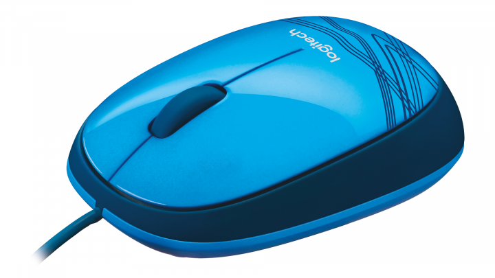 Mysz przewodowa Logitech M105 optyczna niebieska 910-003114 - widok lewej strony