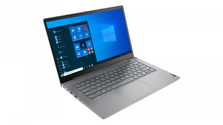 Laptop Lenovo ThinkBook 14 G2 AMD szary - widok frontu lewej strony