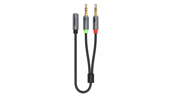 Kabel UNITEK miniJack 3,5mm (F) - 2x 3,5mm (M) Y-C957ABK 2