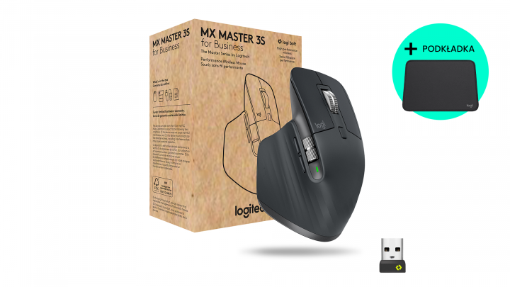 Mysz bezprzewodowa Logitech MX Master 3S for Business grafitowa 910-006582 + podkładka